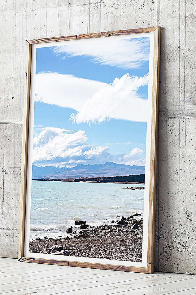 beach print grey tones interior lake tekapo new zealand travel photography