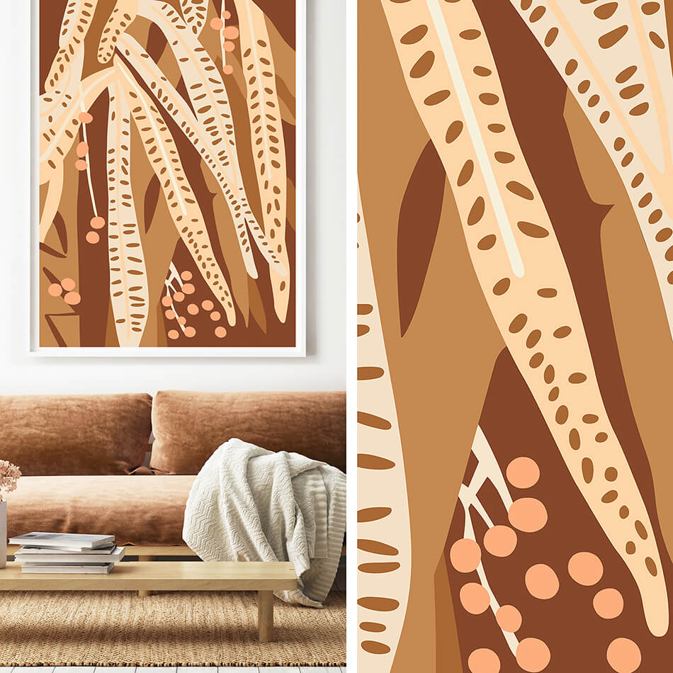 Earthy toned print. Cream and Brown tones artwork