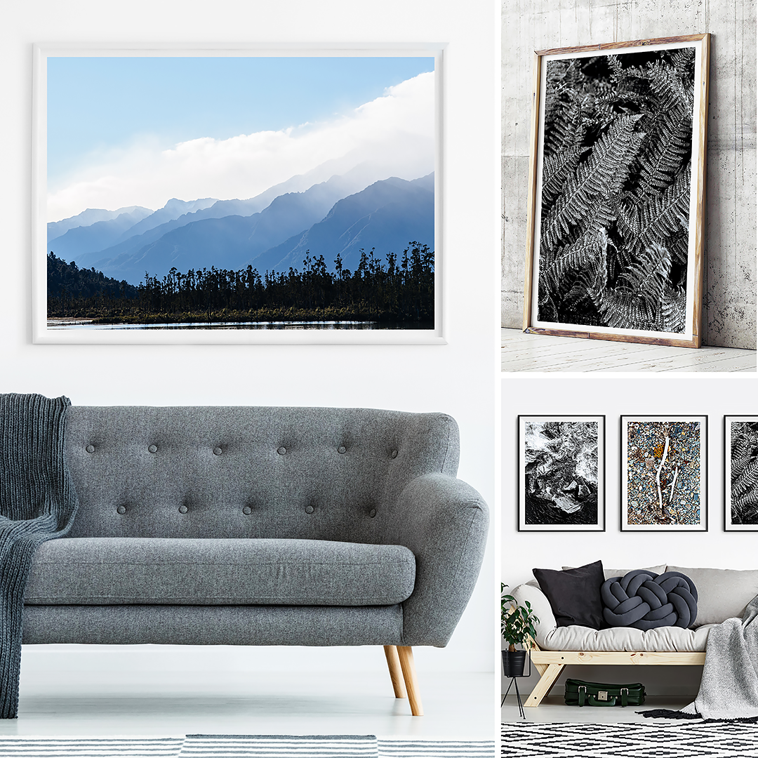 Monochrome Print / New Zealand Print / Black and white interior print