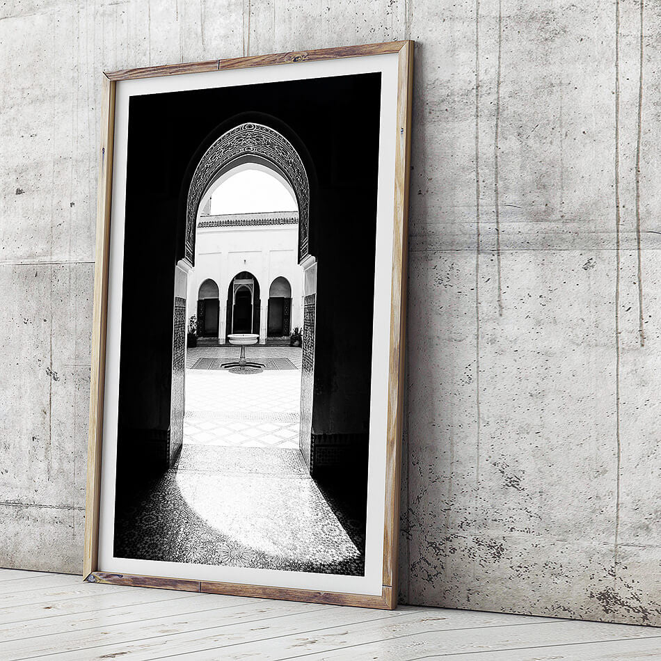 Moroccan Decor / Photo Print / Black and White Art Print / Monochrome Interior