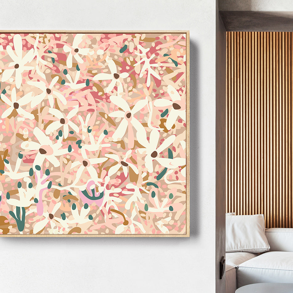 pink and pastel toned canvas artwork brisbane artist