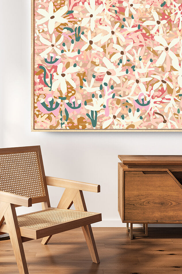 pink and pastel toned canvas artwork brisbane artist