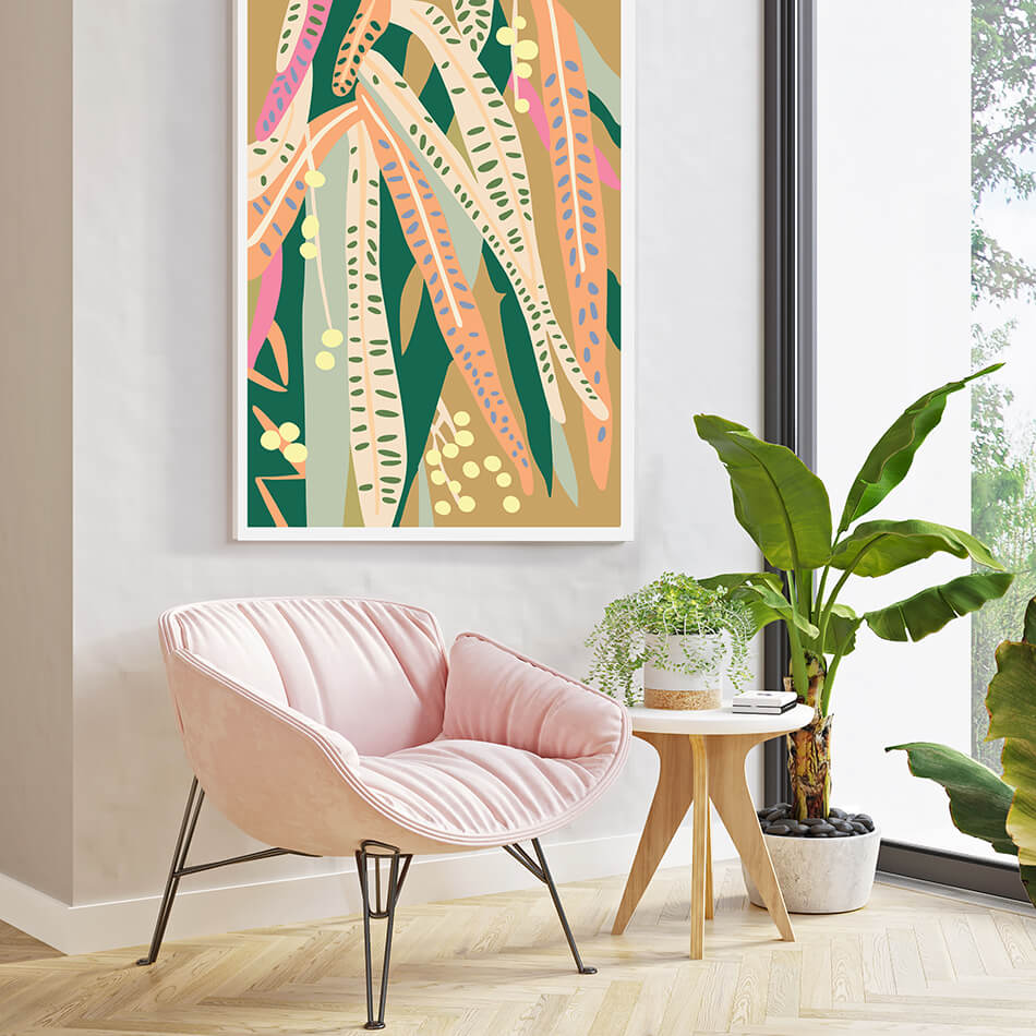 Hallelujah Gum V / Botanicals Art Print-botanicals art print-colourful flower print-flower art-plant and leaf print-australian plant art-australian artist-Clair Estelle