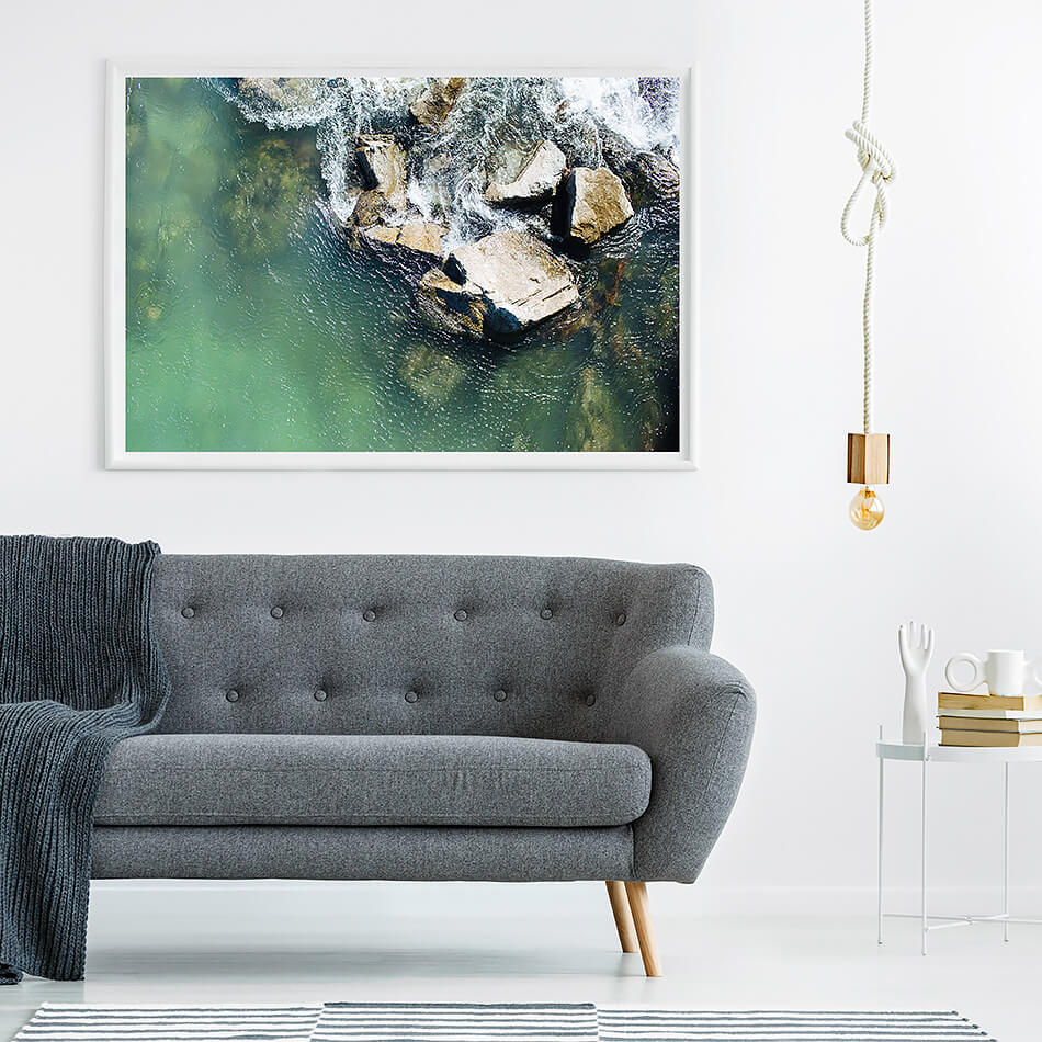 beach print water print green interior styling water and rocks print rock pool photograph coastal home natural interior