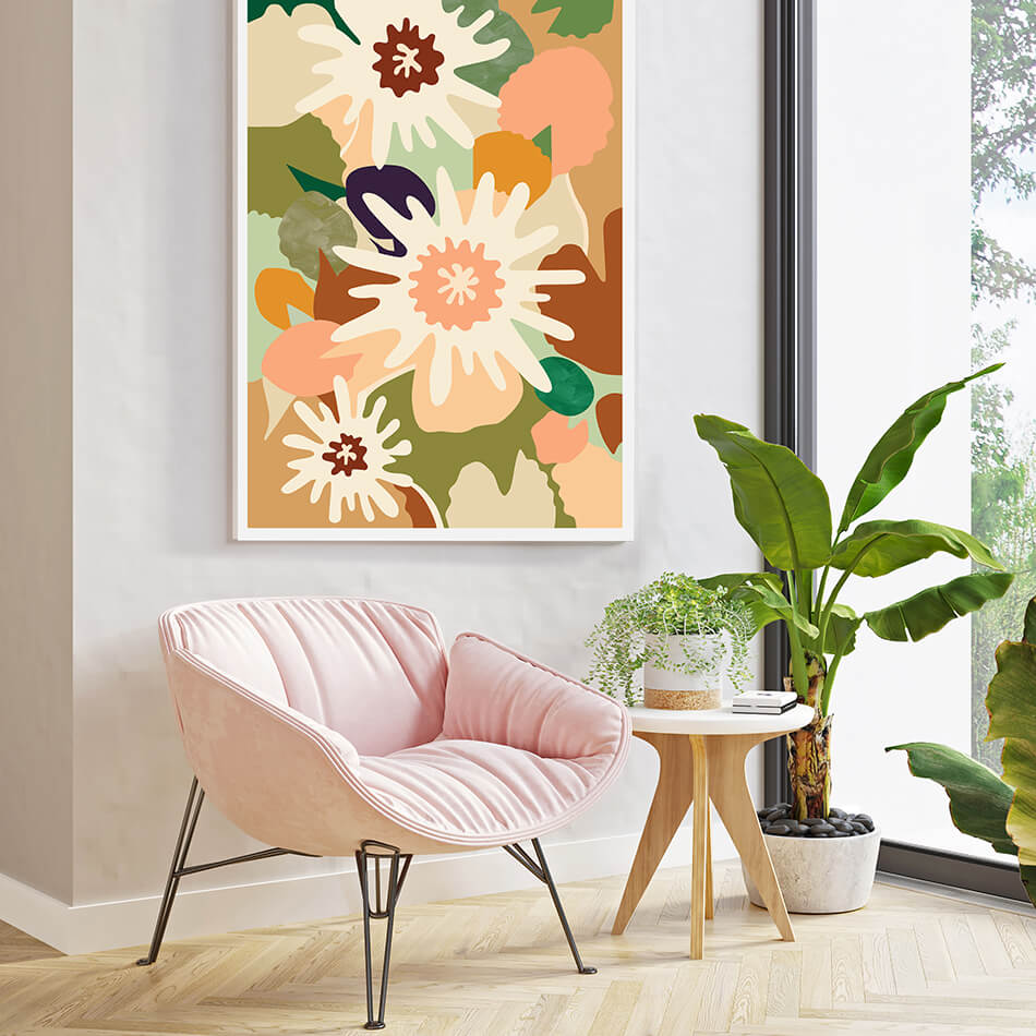 Garden Melody II / Botanicals Art Print-botanicals art print-colourful flower print-flower art-plant and leaf print-australian plant art-australian artist-Clair Estelle