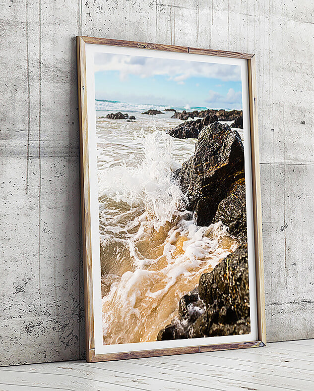 beach print byron bay beach artwork coastal art print coastal interior beach artwork water and ocean artwork framed prints