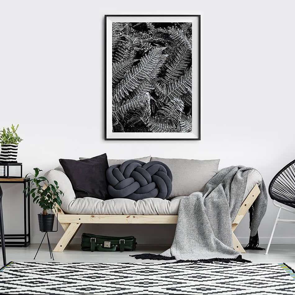 black and white interior black and white print leaves photo print abstract photo print of leaves and greenery photographic print of new zealand