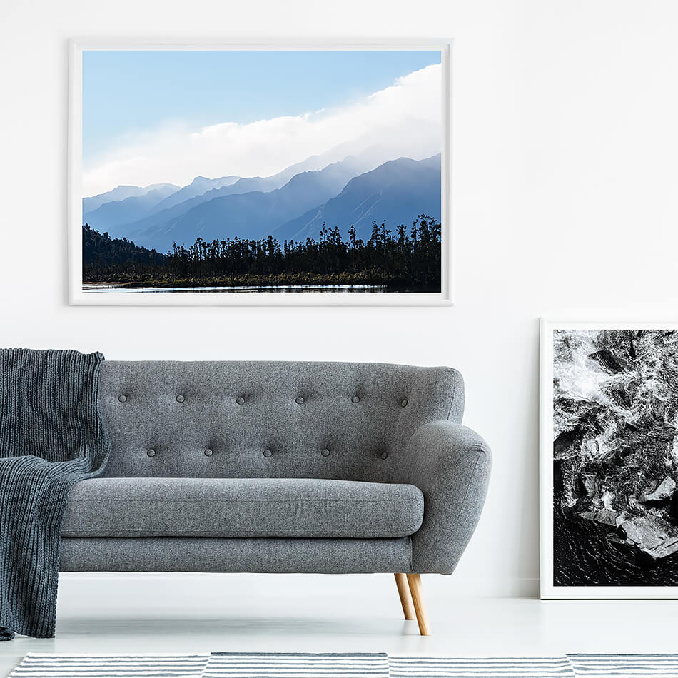 new zealand mountains print mountains print for monochrome interior abstract mountains print nature print blue interior print