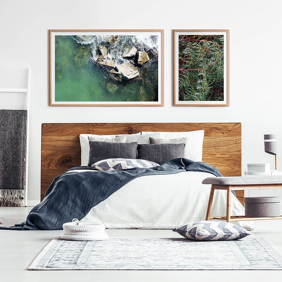 green interior wall art abstract leaves close up print of natural interior