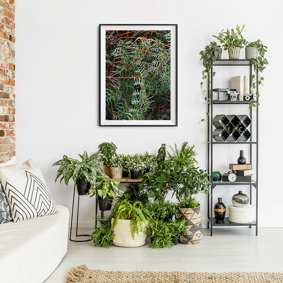 green interior wall art abstract leaves close up print of natural interior