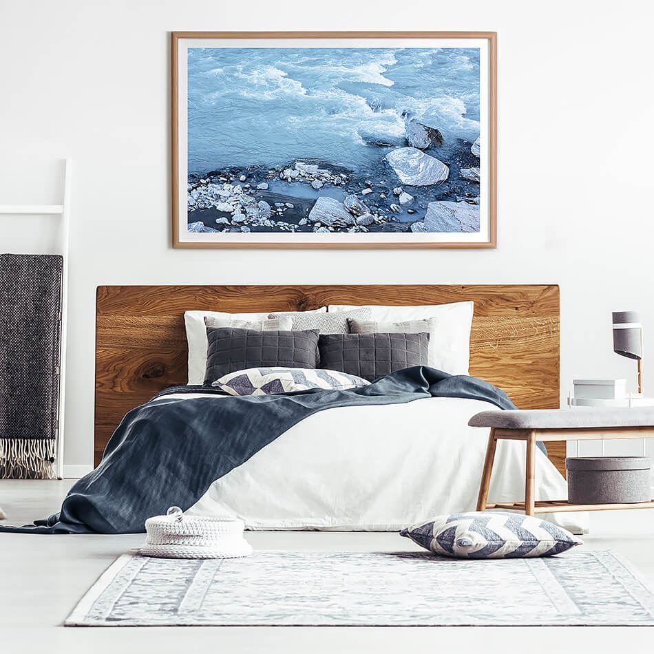 blue water print water print blue interior wall art print photographic print of Franz Josef Glacier new zealand