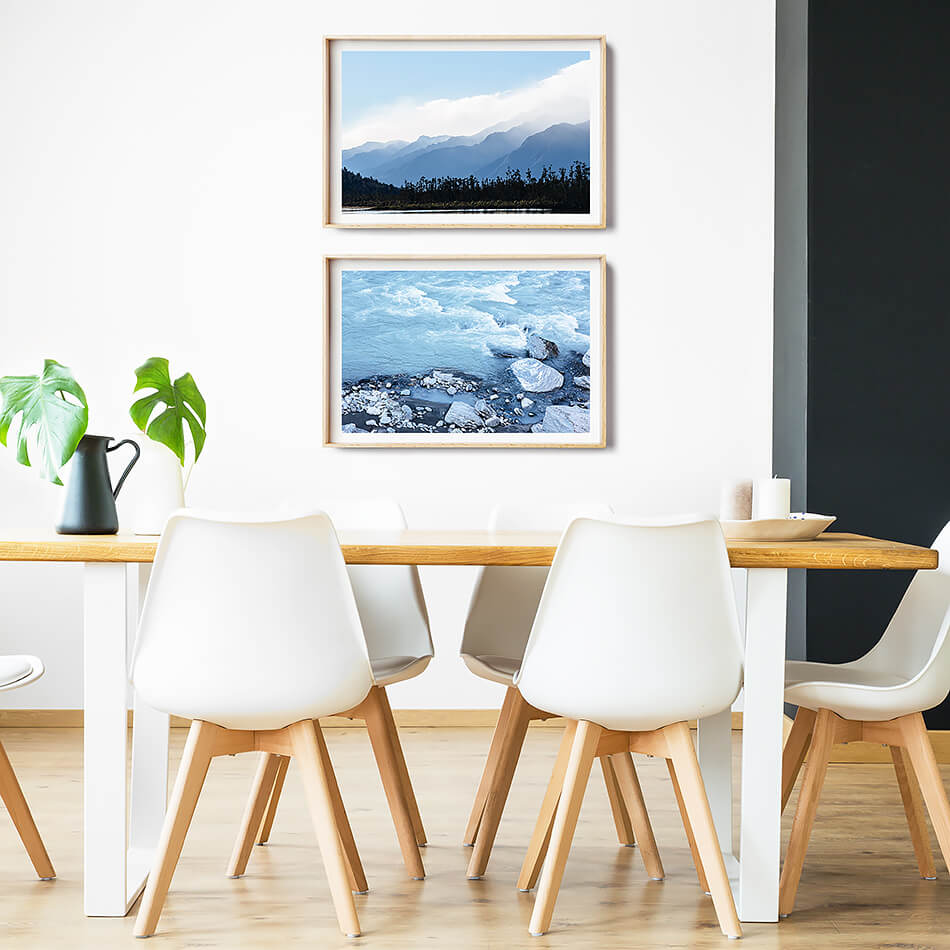 blue water print water print blue interior wall art print photographic print of Franz Josef Glacier new zealand