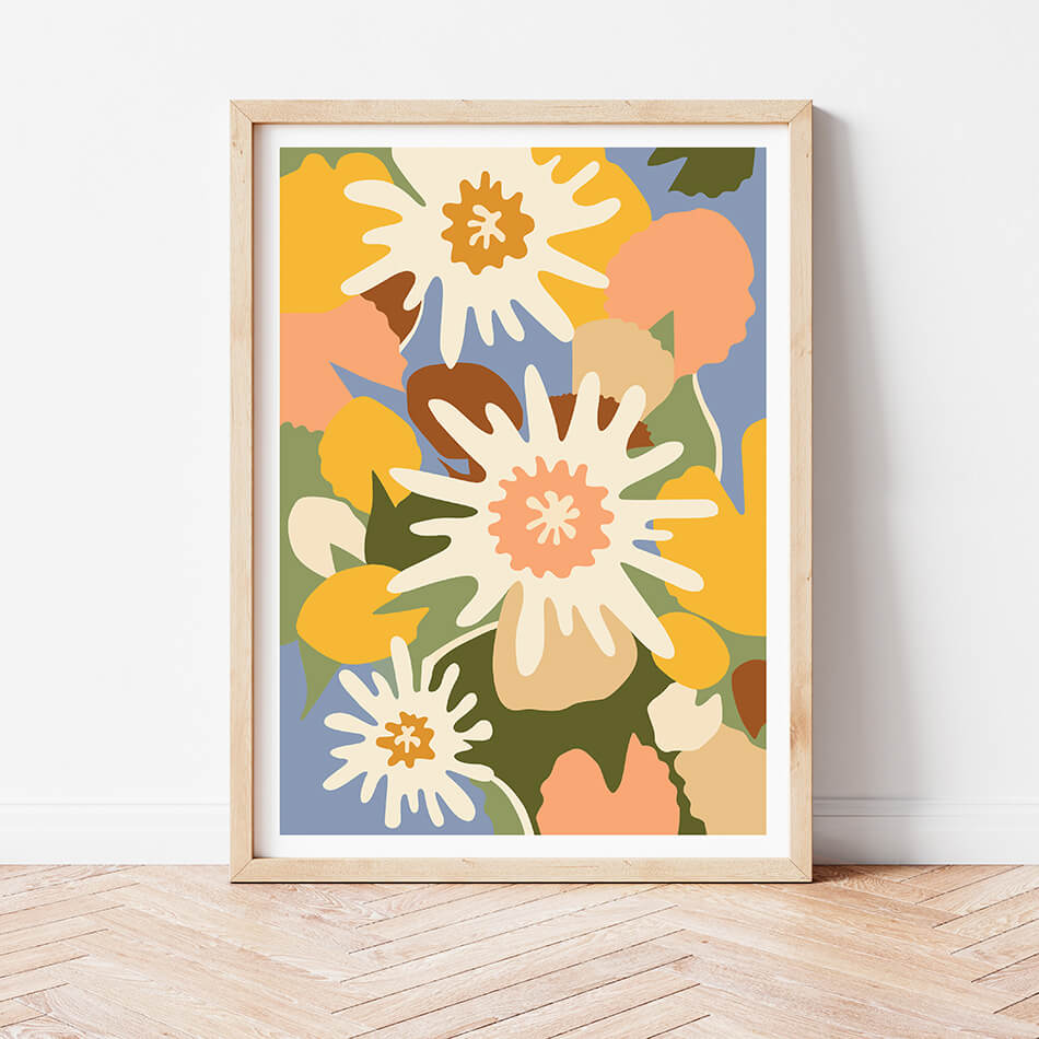 Garden Melody / Botanicals Art Print-botanicals art print-colourful flower print-flower art-plant and leaf print-australian plant art-australian artist-Clair Estelle