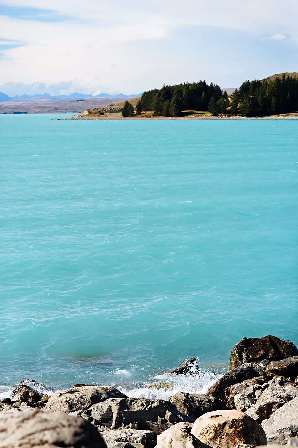 beach print lake tekapo new zealand south island photographic print of blue waters and rocks