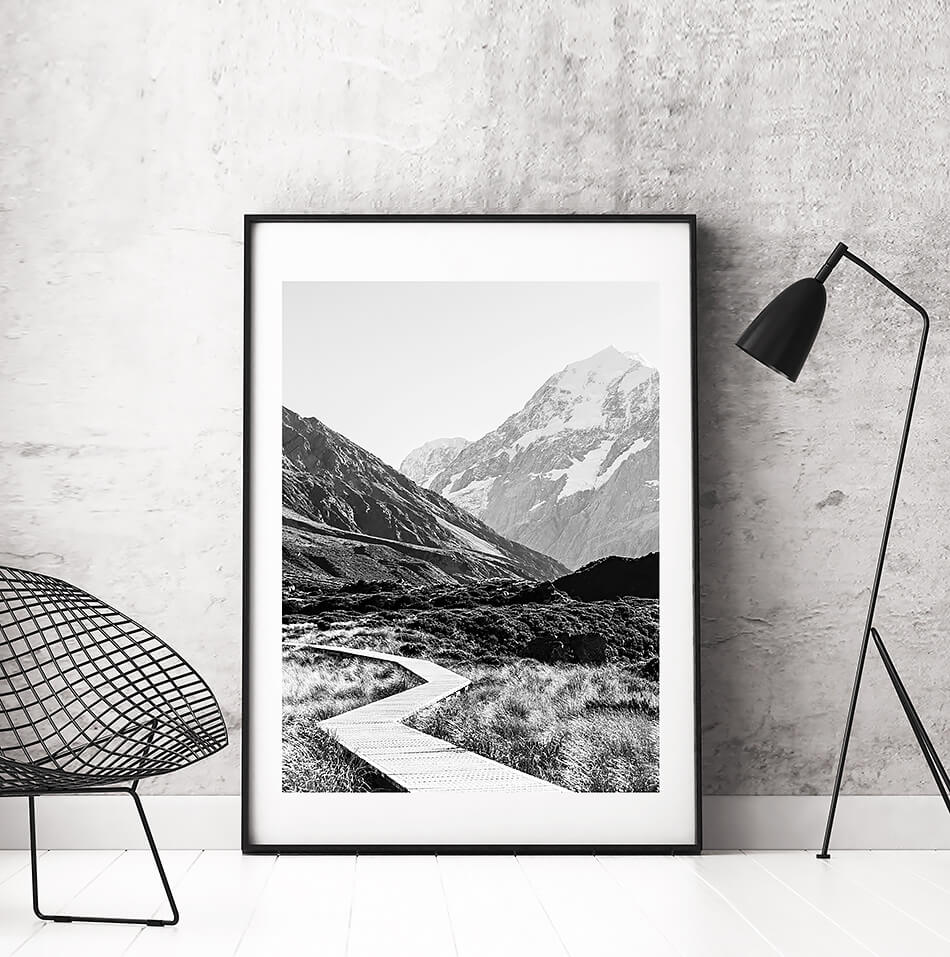 black and white print home interior monochrome interior print new zealand photography mount cook