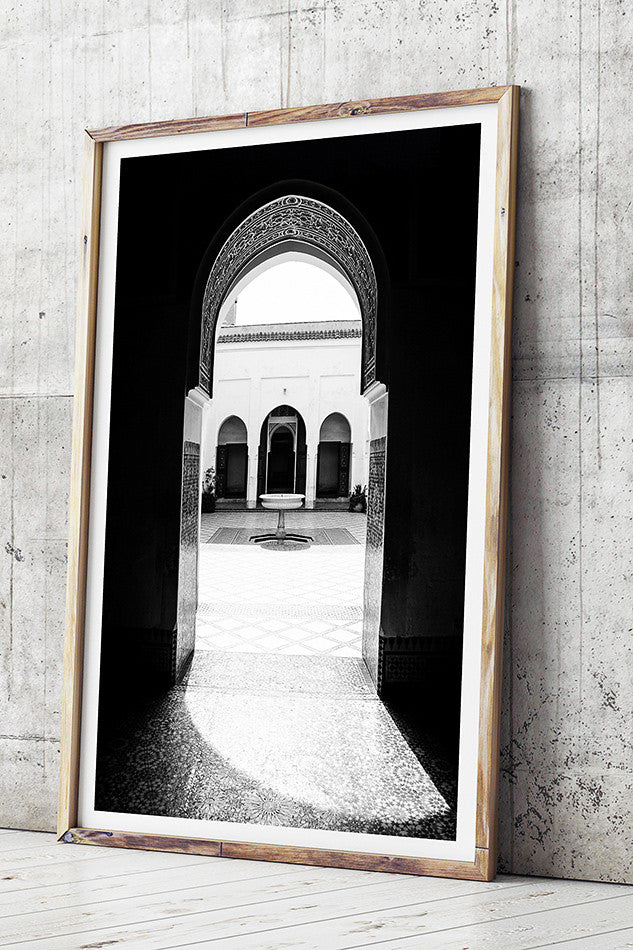 limited edition fine art photography print for the wall of Bahia Palace Marrakesh Morocco artwork black and white photographic art prints framed prints brisbane photo wall art prints brisbane
