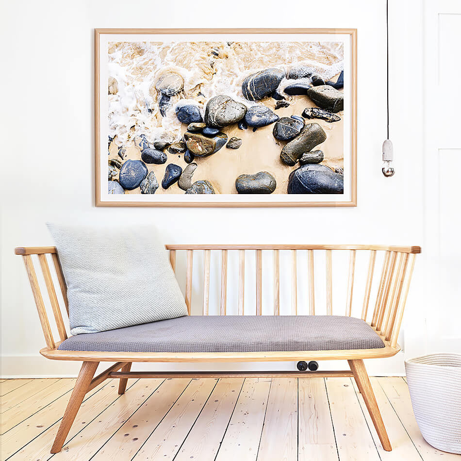framed print beach art print organic interior beach photography coastal art print for home interior wall art brisbane beach print  beach rocks