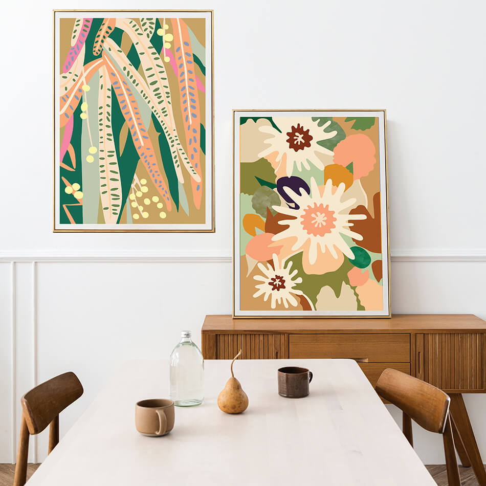 botanicals art print for natural colourful home decor interior by Australian botanicals artist