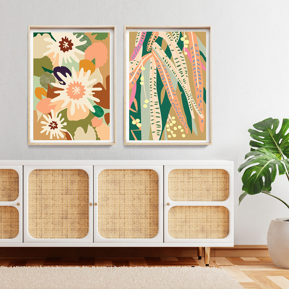 botanicals art print for natural colourful home decor interior by Australian botanicals artist